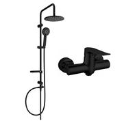 Mexen Pecos Carl conjunto de ducha expuesto con alcachofa de lluvia y grifo de ducha, negro - 72740240-70 6094 5907709181779