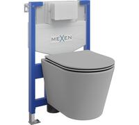 Mexen Rico conjunto empotrado WC bastidor Fenix XS-F con taza de WC y asiento de cierre suave, gris claro mate - 68030724061 13114 5907709163904