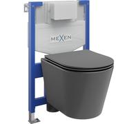 Mexen Rico conjunto empotrado WC bastidor Fenix XS-F con taza WC y asiento de cierre suave, gris oscuro mate - 68030724071 13113 5907709163898