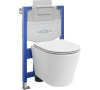 Mexen Rico conjunto empotrado WC bastidor Fenix XS-U con taza WC y asiento de cierre suave, blanco mate - 68530724001 13028 5907709163652