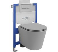 Mexen Rico conjunto empotrado WC bastidor Fenix XS-U con taza WC y asiento de cierre suave, gris claro mate - 68530724061 13033 5907709163676