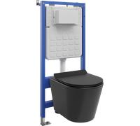 Mexen Rico conjunto empotrado WC bastidor neumático Tex Air Slim con taza WC Tornado y tapa con caída amortiguada, negro mate 101371 5907931048659