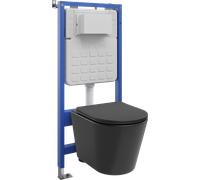 Mexen Rico conjunto empotrado WC bastidor neumático Tex Air Slim con taza WC y asiento de caída lenta, negro mate 101347 5907931048413