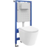 Mexen Rico conjunto empotrado WC bastidor neumático Tex Air Slim con taza WC y asiento de cierre suave, blanco - 610030720200A 101290 5907931046259