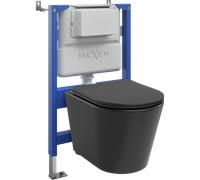 Mexen Rico conjunto empotrado WC bastidor neumático Tex Air XS-F con taza WC y asiento de cierre suave, negro mate 101351 5907931048451