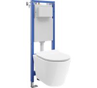 Mexen Rico conjunto empotrado WC estructura estrecha, esquinero Tex W con taza WC Tornado y asiento de caída lenta, blanco 101315 5907931046501