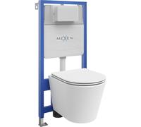 Mexen Rico kit empotrado WC bastidor Fenix Slim con taza WC y asiento de cierre suave, blanco mate - 61030724001 12987 5907709163423