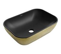 Mexen Rita lavabo de encimera 45 x 32 cm, negro mate/patrón de escamas doradas - 21084578 21908 5907709156685