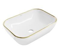 Mexen Rita lavabo de sobreponer 45 x 32 cm, blanco/borde dorado - 21084505 2320 5907709190887