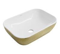 Mexen Rita lavabo sobre encimera 45 x 32 cm, blanco/dorado patrón escama - 21084554 1086 5907709190917