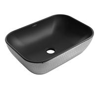 Mexen Rita lavabo sobre encimera 45 x 32 cm, negro mate/patrón de escamas plateado - 21084572 21902 5907709156678