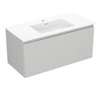 Mexen Rivel armario de baño 100 cm con lavabo Otis, 1 cajón, ranurado, gris mate/blanco mate - 91A20-10047-1-BF62-W18M01 84468 5905315496577