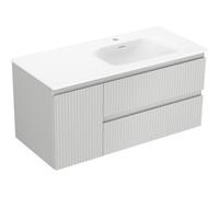 Mexen Rivel armario de baño 100 cm con lavabo Vela derecho, 2S, 1D, ranurado, gris/blanco mate - 91A23-10047-3-BBFFF62-W23P01 86052 5905315776785