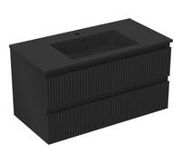 Mexen Rivel armario de baño 90 cm con lavabo Otis, 2 cajones, acanalado, negro mate - 91A20-09047-2-BFF71-W18M71 85002 5905315497611