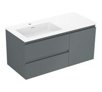 Mexen Rivel armario de baño de 100 cm con lavabo Otis izquierdo, 2S, 1D, ranurado, grafito/blanco mate 85957 5905315775832