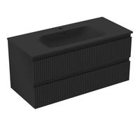 Mexen Rivel armario de baño de 100 cm con lavabo Vela, 2 cajones, acanalado, negro mate - 91A20-10047-2-BFF71-W23M71 85051 5905315503282