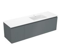 Mexen Rivel armario de baño de 160 cm con lavabo Otis derecho, 1S, 1D, ranurado, grafito/blanco mate 85821 5905315774309