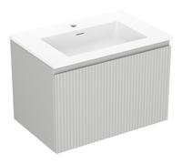 Mexen Rivel Armario de baño de 70 cm con lavabo Otis, 1 cajón, acanalado, gris mate/blanco mate - 91A20-07047-1-BF62-W18M01 84444 5905315496126