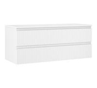 Mexen Rivel armario de baño para debajo del lavabo de 120 cm con encimera, 2 cajones, ranurado, blanco mate 81369 5905315475664