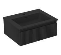 Mexen Rivel gabinete de baño 60 cm con lavabo Otis, 1 cajón, ranurado, negro mate - 91A20-06023-1-BF71-W18M71 82594 5905315494016