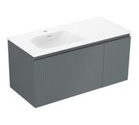 Mexen Rivel gabinete de baño de 100 cm con lavabo Vela izquierdo, 1S, 1D, estriado, grafito mate/blanco mate 85877 5905315774903