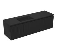 Mexen Rivel gabinete de baño de 160 cm con lavabo Otis izquierdo, 1S, 1D, ranurado, negro mate - 91A23-16047-3-BBFF71-W18L71 85806 5905315774088