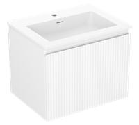 Mexen Rivel gabinete de baño de 60 cm con lavabo Otis, 1 cajón, acanalado, blanco mate - 91A20-06047-1-BF01-W18M01 84437 5905315496010
