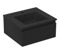 Mexen Rivel mueble de baño 50 cm con lavabo Otis, 1 cajón, ranurado, negro mate - 91A20-05023-1-BF71-W18M71 82314 5905315493927