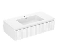 Mexen Rivel mueble de baño 90 cm con lavabo Otis, 1 cajón, acanalado, blanco mate - 91A20-09023-1-BF01-W18M01 82611 5905315494214