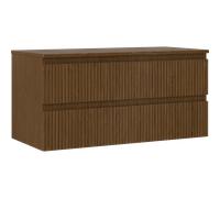 Mexen Rivel mueble de baño bajo lavabo de 100 cm con tablero, 2 cajones, ranurado, nogal - 91A20-10047-2-BFFC86 81367 5905315475657
