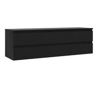 Mexen Rivel mueble de baño bajo lavabo de 160 cm con encimera, 2 cajones, estriado, negro mate - 91A20-16047-2-BFFC71 81425 5905315475817