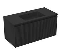 Mexen Rivel mueble de baño de 100 cm con lavabo Otis, 1 cajón, ranurado, negro mate - 91A20-10047-1-BF71-W18M71 84472 5905315496621