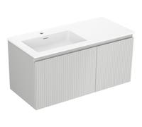 Mexen Rivel mueble de baño de 100 cm con lavabo Otis izquierdo, 1S, 1D, acanalado, gris mate/blanco mate 85796 5905315773937
