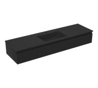 Mexen Rivel mueble de baño de 160 cm con lavabo Otis, 1 cajón, estriado, negro mate - 91A20-16023-1-BF71-W18M71 82656 5905315495549