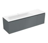 Mexen Rivel mueble de baño de 160 cm con lavabo Vela izquierdo, 1S, 1D, ranurado, grafito mate/blanco mate 85885 5905315775023