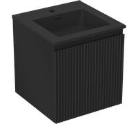Mexen Rivel mueble de baño de 45 cm con lavabo Otis, 1 cajón, acanalado, negro mate - 91A20-04547-1-BF71-W18M71 84418 5905315495907