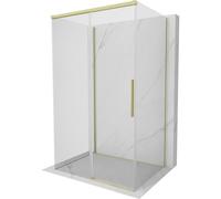 Mexen Rox-3S cabina de ducha de 3 lados con puertas correderas 135 x 70 cm, transparente, oro cepillado - 8C2-135-070-55-00-3S 87459 5905315718518