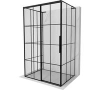 Mexen Rox-3S L cabina de ducha de 3 paredes corredera izquierda 140 x 85 cm, rejilla negra, negra - 8C2L-140-085-70-77-3S-L 89134 5905315770332