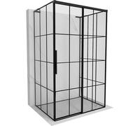 Mexen Rox-3S L cabina de ducha de 3 paredes deslizante derecha 145 x 85 cm, cuadrícula negra, negro - 8C2L-145-085-70-77-3S-P 89327 5905315771698