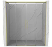 Mexen Rox Dúo puertas de ducha correderas 180 cm, transparentes, dorado cepillado - 8C2-180-002-55-00 85296 5905315748072