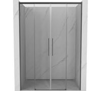 Mexen Rox Duo puertas de ducha deslizantes 140 cm, transparente, gris metálico cepillado - 8C2-140-002-66-00 85324 5905315748249