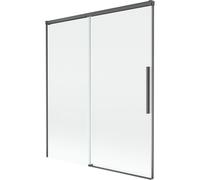 Mexen Rox mampára de baño plegable de 2 paneles 140 x 150 cm, transparente, gris oscuro cepillado - 8C9-140-001-66-00 85231 5905315707376