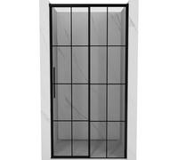 Mexen Rox puerta de ducha corredera derecha 120 cm, cuadrícula negra, negro - 8C2-120-000-70-77-P 80929 5905315675620