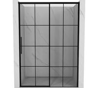 Mexen Rox puerta de ducha corredera derecha 145 cm, cuadrícula negra, negro - 8C2-145-000-70-77-P 80948 5905315675675