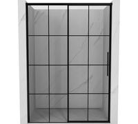 Mexen Rox puerta de ducha corredera izquierda 140 cm, rejilla negra, negro - 8C2-140-000-70-77-L 80910 5905315675538