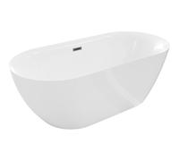 Mexen Roxy bañera exenta 170 x 80 cm, blanca, rebosadero gris metálico cepillado - 51201708000-66 46527 5905315384874