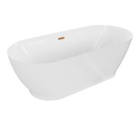 Mexen Roxy bañera exenta 180 x 85 cm, blanca, desbordamiento cepillado de cobre - 51201808500-65 46546 5905315385062