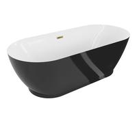 Mexen Roxy bañera exenta 180 x 85 cm, blanca/negra, rebosadero dorado - 51201808575-50 46553 5905315385130