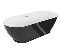 Mexen Roxy bañera exenta 180 x 85 cm, blanca/negra, rebosadero dorado cepillado - 51201808575-55 46554 5905315385147