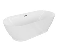 Mexen Roxy bañera exenta 180 x 85 cm, blanca, rebosadero gun metal - 51201808500-95 46549 5905315385093